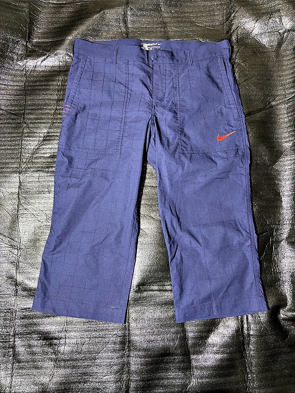 Nike Golf Sport Dri-FIT Grid Pants Men's Checkered Golf Shorts Blue Medium